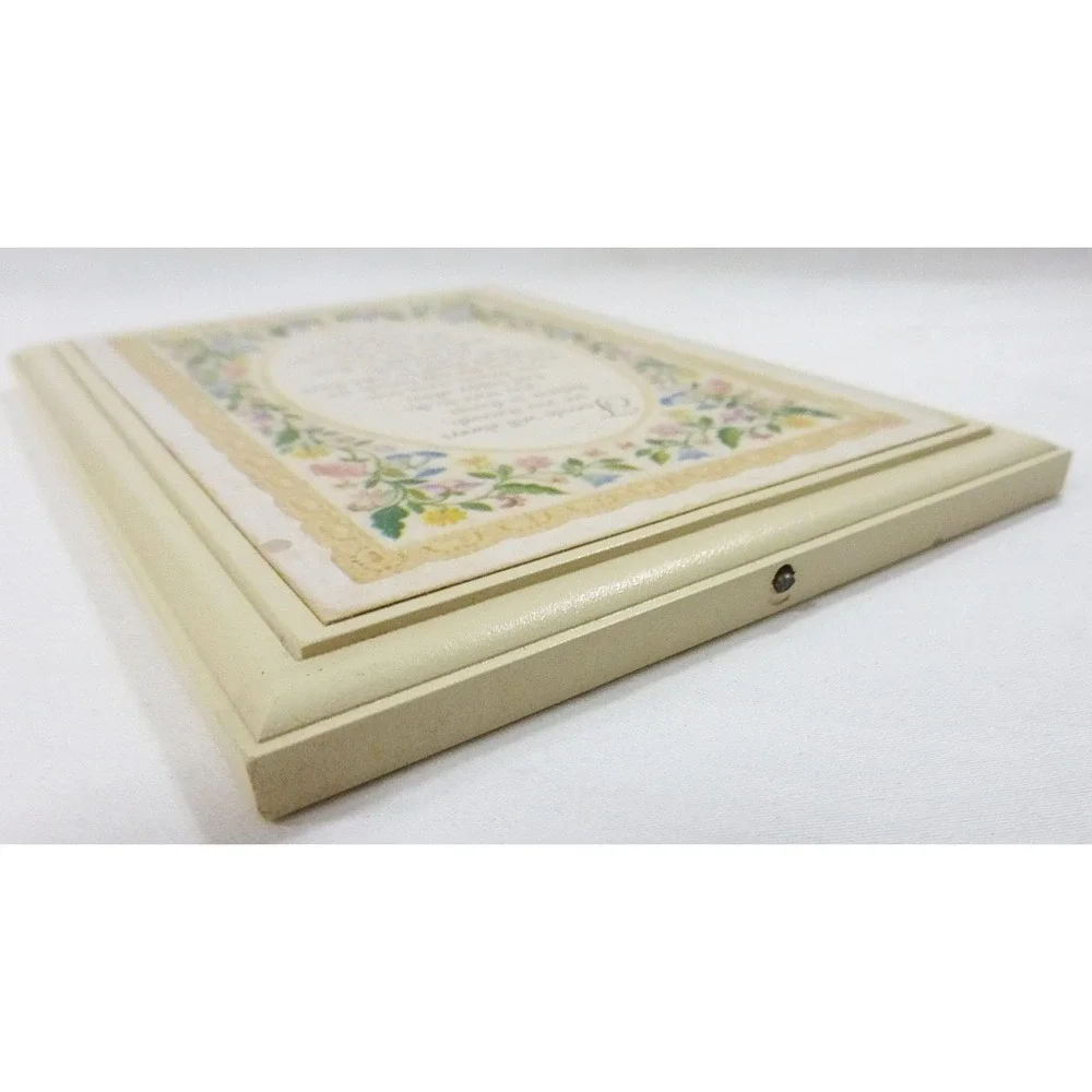 Vtg Hallmark plaque floral cross stitch picture wood home wall decor cottagecore